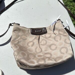 Coach Signature Beige Cross Body Shoulder Bag